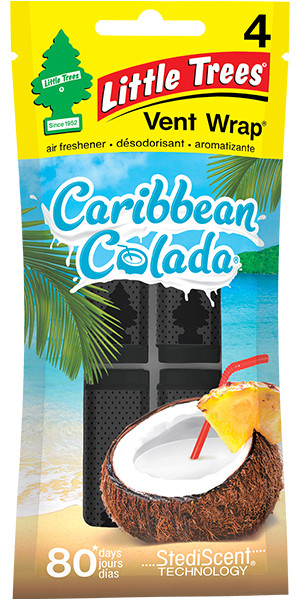 خوشبوکننده خودرو لیتل تریس مدل Vent Wrap با رایحه Caribbean Colada مجموعه 4 عددی (دریچه ای)